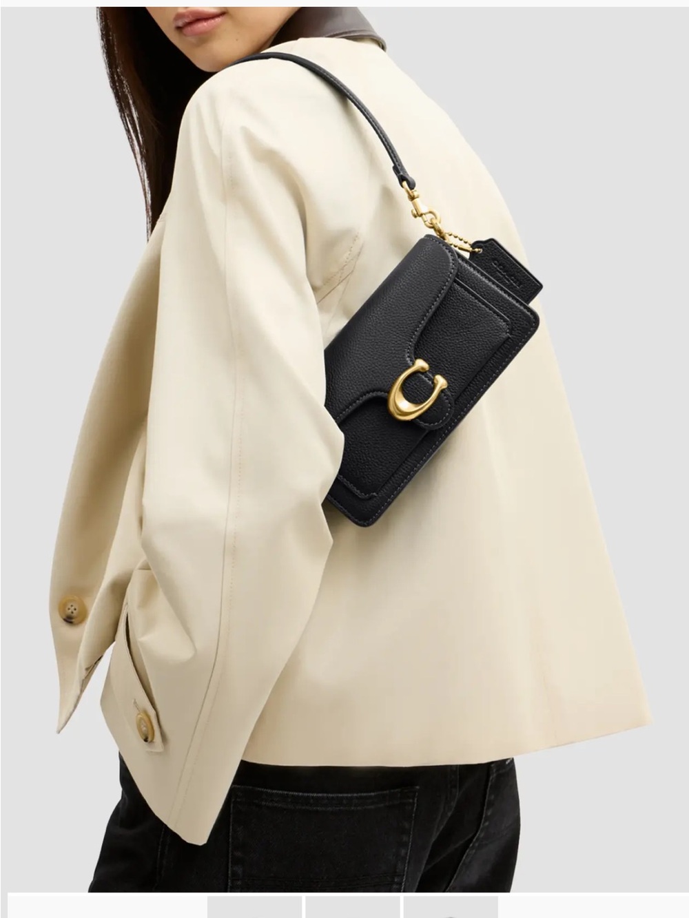 Coach Tabby 20 Pebbled Leather Shoulder Bag in Black - Picture 10 of 11